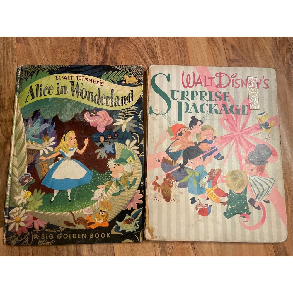 Walt Disney’s Alice In Wonderland 1951 & The Surprise Package 1944 Hardback book